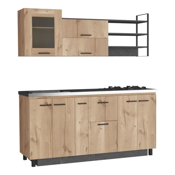 Cocina 180 Carmen Rta Duna + Onix Meson Izq Color Duna Onix