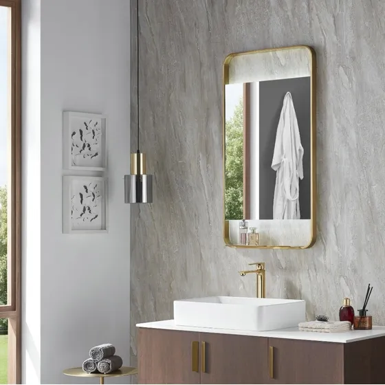 Ov Espejo Luz Led Rectangular Marco Dorado Loft Gold 1x55