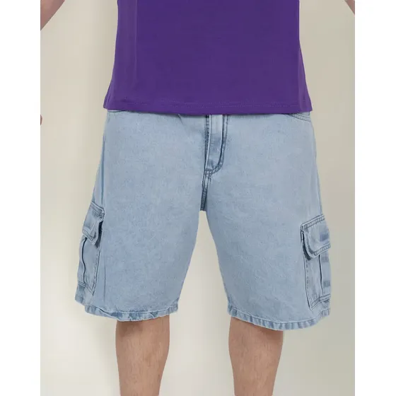 Bermuda Cargo Mom Rígido Hombre Ybr Jeans Nevado
