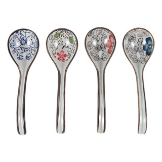 Cucharas De Arroz De Cerámica China Retro Asiática De 4 Piez Cucharas De Arroz De Cerámica China Retro Asiática De 4 Piez