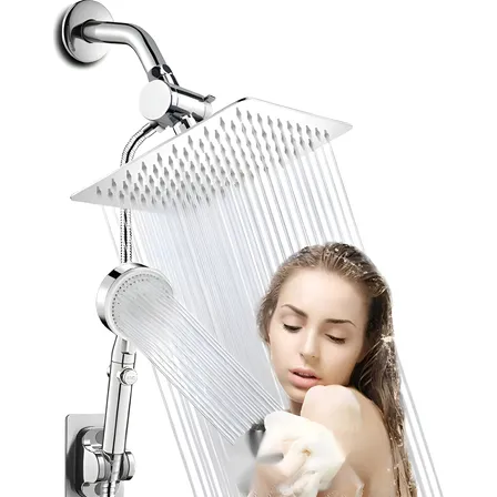 Regaderas Para Baño De Cuadrada Ducha 6» Alta Presion Traje Plateado