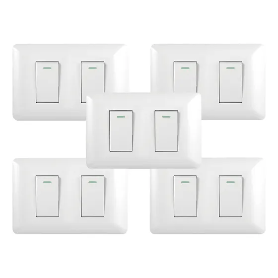 Pack 5 Interruptor Doble 9/24 10a 250v Blanco