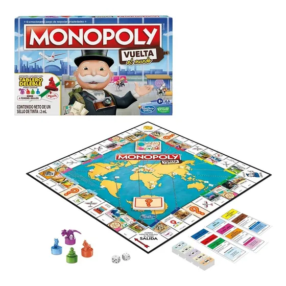 Juego En Caja Hasbro Monopoly Vuelta Al Mundo F4007 Febo