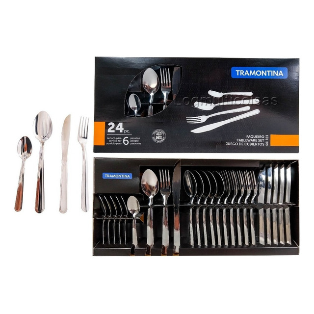 Faqueiro 24 Peças Buzios Inox 23799071 Tramontina Cor Cinza Claro Faqueiro 24 Peças Buzios Inox 23799071 Tramontina Cor Cinza Claro