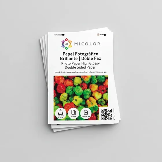 Papel Foto Doble Faz Brillante A4 130g 50 Hojas