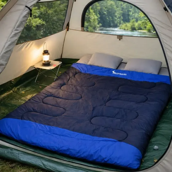 Saco de dormir dos plazas doble Wild Travel -5° +15° 3600g color azul