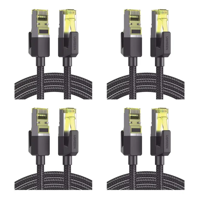 4 Cables Ugreen F/ftp Cat7 3m Negro Redondo Con Malla 80424