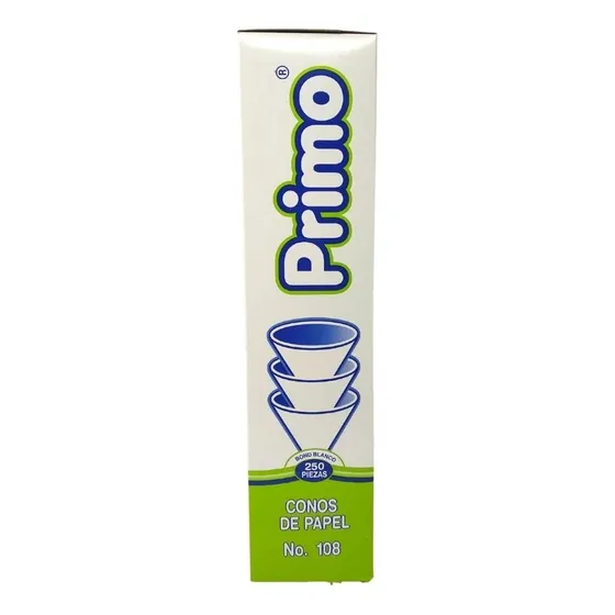 Cono Primo Vaso Cónico Papel No. 108 Paquete C/250 Pzas