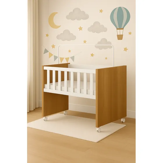 Mini Berço Rubi Multifuncional Mdf Com Colchão Grátis 5 Em 1
