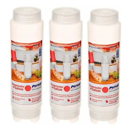Pack X 2salsero Envase Dispensador De Salsa Persal 16 Onzas