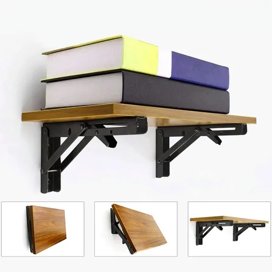 Soporte Para Repisas Plegables Negro Acero 12  68kg (par)
