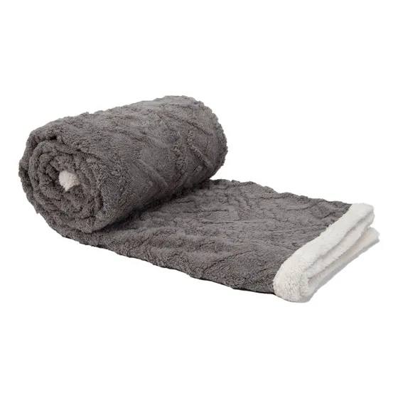 Manta Sherpa Jacquard Gris King / Frazada Gris Relan