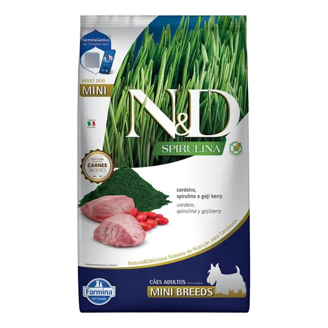 N&d Spirulina Cordeiro Cães Adultos De Raças Pequenas 2kg