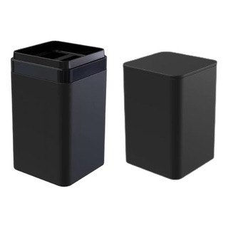 Kit Porta Algodao Cotonete Com Tampa E Porta Escovas Preto Kit Porta Algodao Cotonete Com Tampa E Porta Escovas Preto