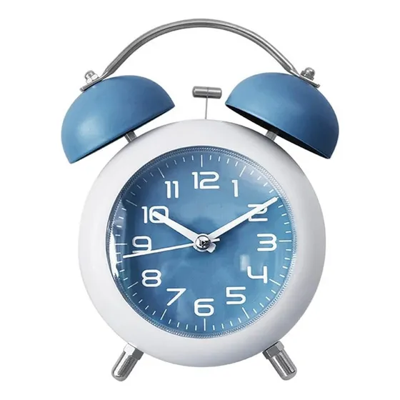 Reloj De Mesa Tara Con Timbre Tipo Campana Azul Y Baige