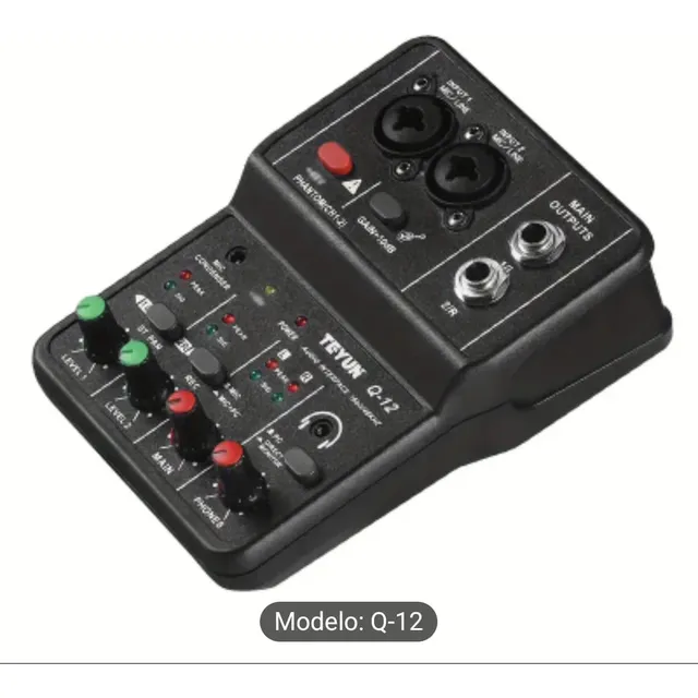 Consola 2 Canales Interfaz Mezclador Audio Profesional Mini