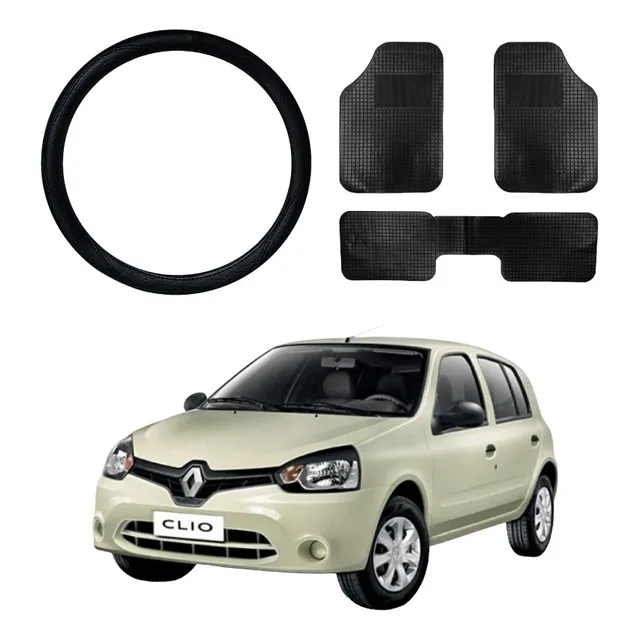 Kit Cubre Alfombra 3 Piezas Auto + Cubre Volante 38 Cm Clio