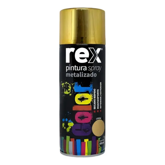 Pintura Aerosol Spray Colores Metalizados Secado Rápido Rex Color Oro