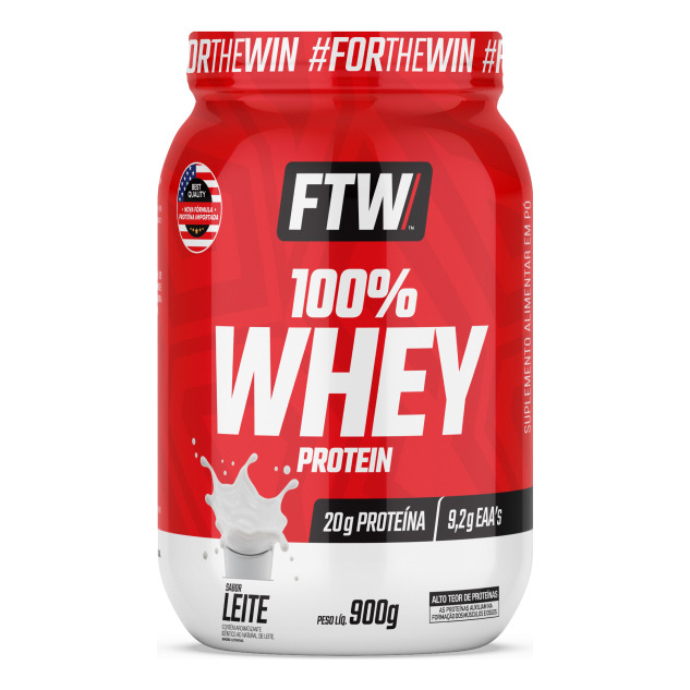 Whey Protein 100% Concentrado Pote 900g Sabor Leite - Ftw Whey Protein 100% Concentrado Pote 900g Sabor Leite - Ftw