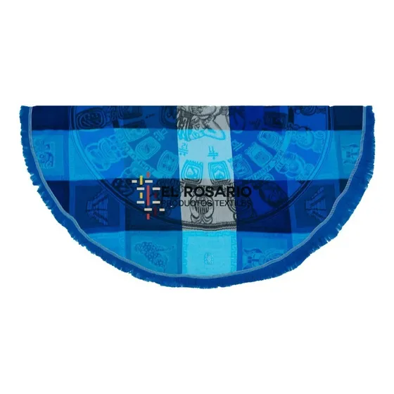 Souvenir México Mantel Prehispánico Redondo 1,5m (2 Pack) Color Cal.maya/azul Blanco