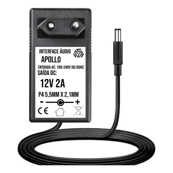 Fonte 12v Rack Interface Audio Apollo Twin Solo Thunderbolt
