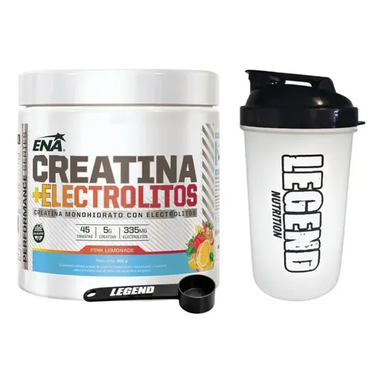 Creatina Con Electrolitos Ena Sport Monohidrato 302g Pink Lemonade + Vaso y Scoop Legend Nutrition