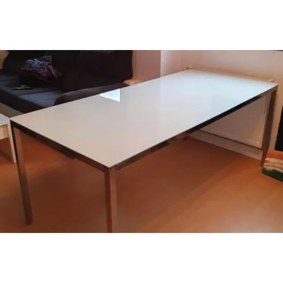 Mesa Ikea Vidrio Templado Blanco 180x85 Cm Estilo Nordico Blanco Plateado