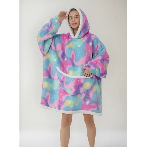 Manta Buzo Poncho Manta Canguro Polar Con Capucha