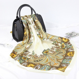 Lenço De Seda Cetim Retrô Estampado Feminina 90cmx90cm Lenço De Seda Cetim Retrô Estampado Feminina 90cmx90cm