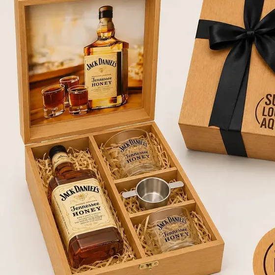 Kit Presente Whisky Jack Daniel's Honey Mel 700ml. Personalize Grave a laser o nome ou sua arte!