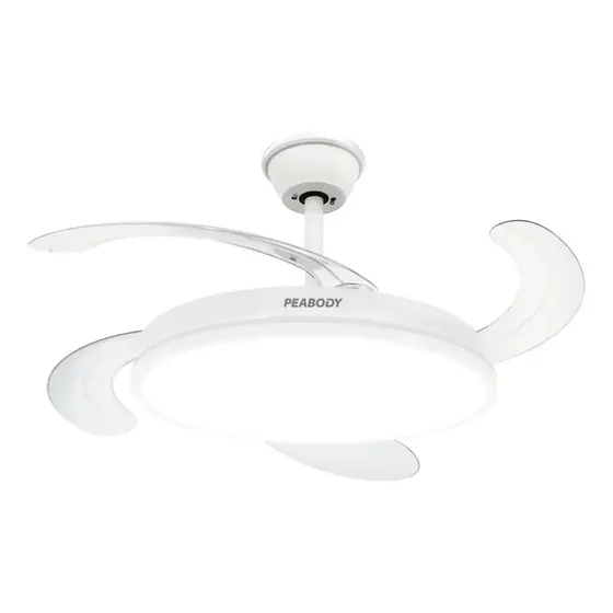 Ventilador De Techo Peabody Pe-vtrdc410b 42 Retractil Cantidad de aspas 4 Estructura Blanco Aspas Blanco Diámetro 1.067 m Frecuencia Wats Material de las aspas Acrílico