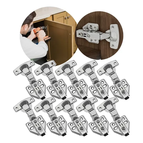 Set 10 Bisagras Curvas Reten Cierre Suave Para Muebles 35mm