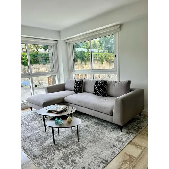 Sofa Gris Moderno Nuevo Tela Antifluidos 2 Piezas Comodo