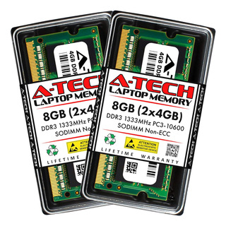 A-tech 8 Gb (2 X 4 Gb) Ddr3 1333 Mhz Pc3-10600 Cl9 Sodimm 20 A-tech 8 Gb (2 X 4 Gb) Ddr3 1333 Mhz Pc3-10600 Cl9 Sodimm 20