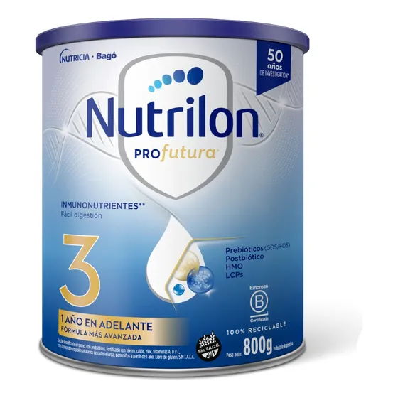 Leche fórmula Nutricia Bagó Nutrilon Profutura 3 en polvo sin TACC lata 800g 12 meses a 2 años