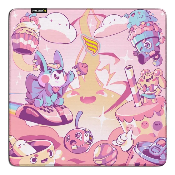 Mousepad Gamer Fallen Candy Superfície Control Grande Estampado Rosa 45x45cm