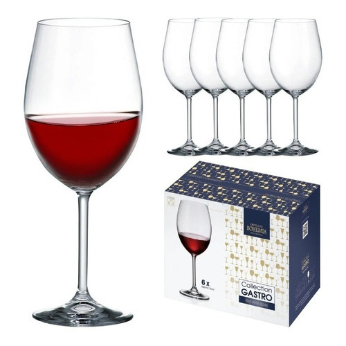Jogo 6 Taças Cristal Titanium Vinho Tinto 580ml Jogo 6 Taças Cristal Titanium Vinho Tinto 580ml