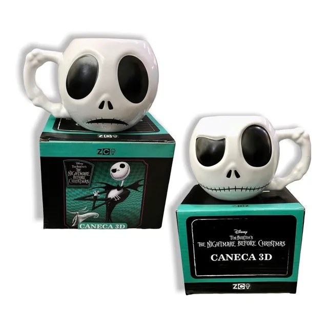 Caneca Caveira 3d Estranho Mundo Jack Presente Disney Geek