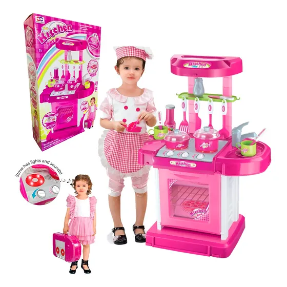 Set De Cocina De Juguete Con Luces Sonido Y Accesorios