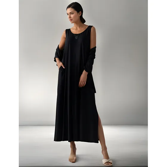 Vestido Longuete Feminino Com Echarpe/faixa Sem Manga