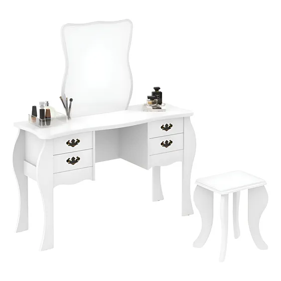 Tocador Camarin Y Banco Maquillador 4 Cajones 100%mdf
