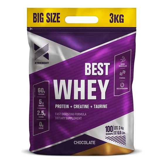 Proteina Best Whey Xtrenght X 3kg Potenciada Sabor Chocolate