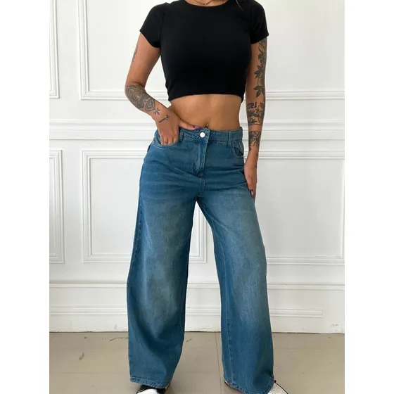 Jean Baggy Bordado Irlanda Mujer