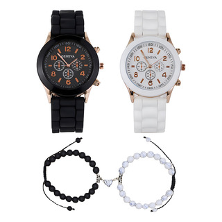 4pc Moda Casual Reloj De Cuarzo, Modelo De La Pareja, Reloj 4pc Moda Casual Reloj De Cuarzo, Modelo De La Pareja, Reloj
