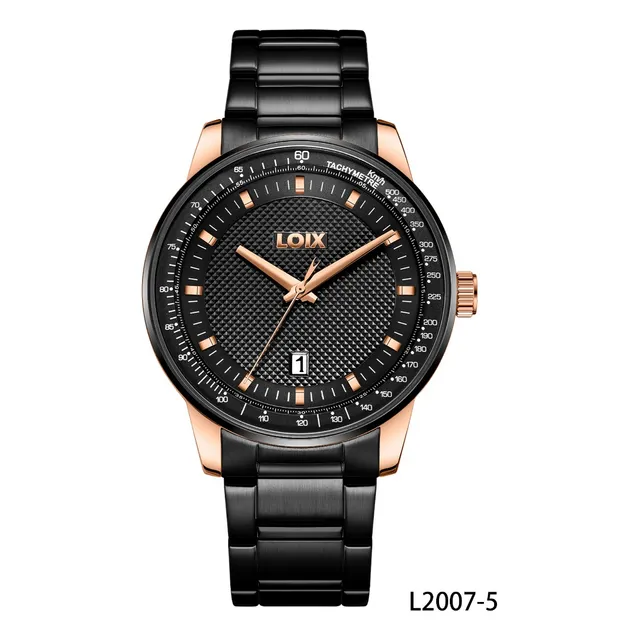 Reloj Hombre Loix® L2007-5 Negro Con Oro Rosa, Tablero Negro