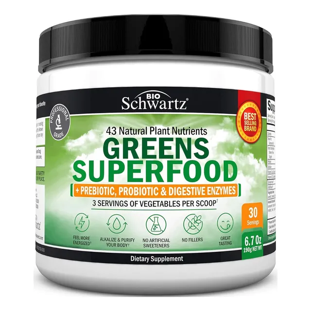 Superalimentos Verdes Con Probioticos Bioschwartz 190 G