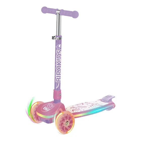 Monopatin Plegable con Luces Regulable Color Rosa Luminoso Bipo MPL 250
