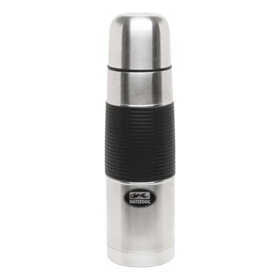 Termo Bala De Acero Waterdog 750 Ml Con Goma Antideslizante Color Plateado