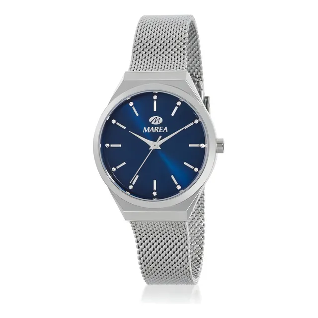 Reloj Pulsera Análogo Marea Watch B54247 Correa Plateado Bisel Plateado Fondo Azul