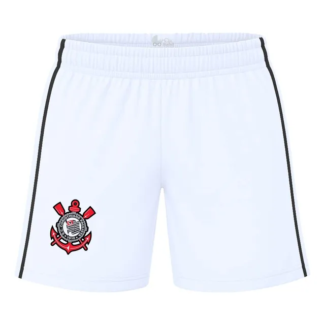 Shorts Infantil Corinthians Bermuda Calção Branco Timão